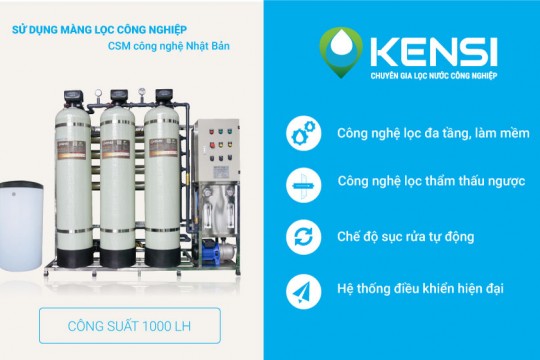 Máy lọc nước công nghiệp RO 1000L/h và lợi ích lắp cho sản xuất nước đóng bình