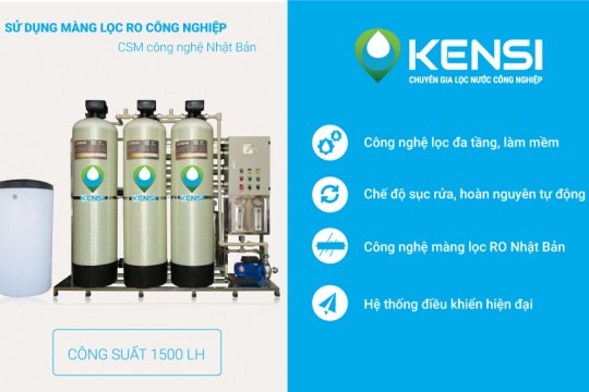 Máy lọc nước công nghiệp RO 1500L/h lắp trong dây chuyền sản xuất nước đóng bình