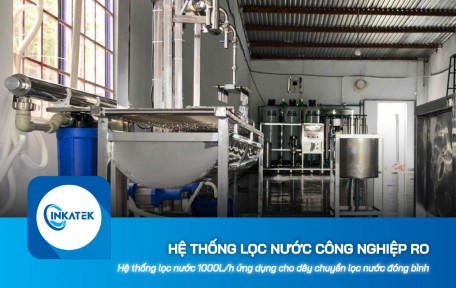 Hệ thống lọc nước công nghiệp RO 1000L/h ứng dụng cho dây chuyền lọc nước đóng bình