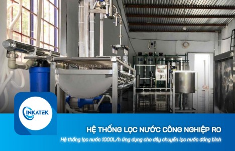 Hệ thống lọc nước công nghiệp RO 1000L/h ứng dụng cho dây chuyền lọc nước đóng bình