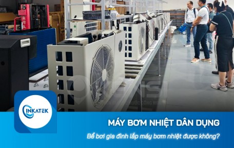 Bể bơi gia đình lắp máy bơm nhiệt dân dụng được không?
