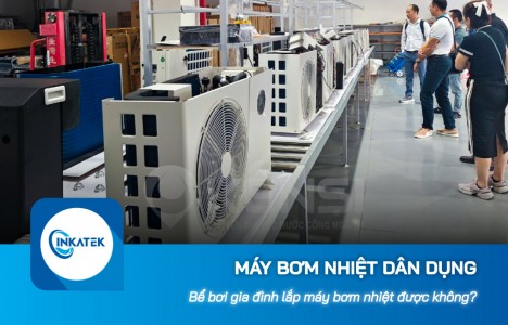 Bể bơi gia đình lắp máy bơm nhiệt dân dụng được không?
