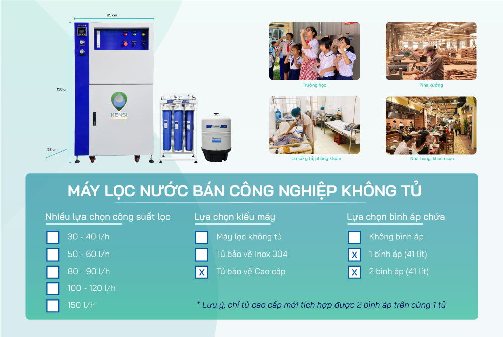Máy lọc nước RO bán công nghiệp 30 - 50 - 80 - 100 - 150 l/h