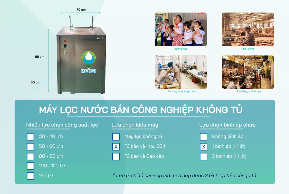 Máy lọc nước RO bán công nghiệp 30 - 50  - 80 - 100 - 150 l/h