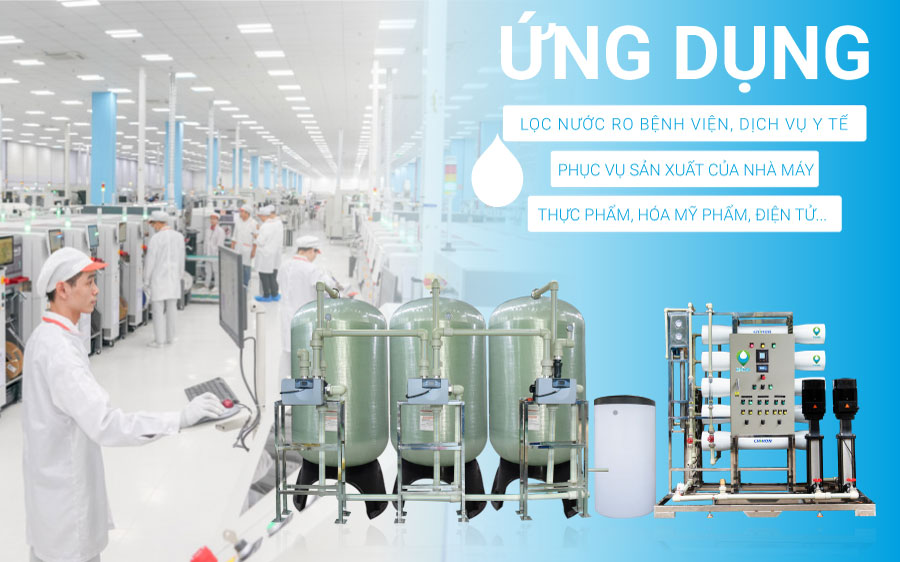 Máy lọc nước công nghiệp 5000L/h đứng dụng công nghệ lọc tiên tiến giúp đáp ứng yêu cầu nước sạch của chủ doanh nghiệp